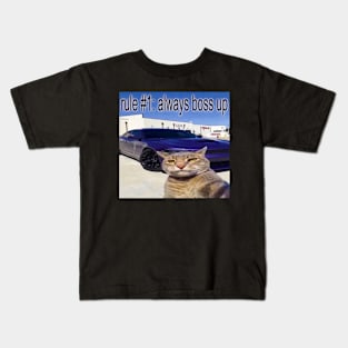 Rule #1 Always Boss Up Cat Meme Tee - Funny Shirts, Parody Tees, Funny Cat, Cat Meme, Meme Shirts, Funny Gift Kids T-Shirt